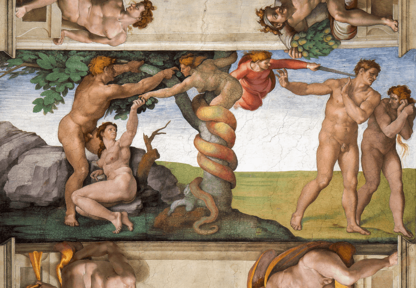"The Temptation and Expulsion of Adam and Eve" by Michelangelo, in the Sistine Chapel