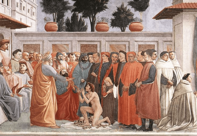 "The Raising of the Son of Theophilus" by Masaccio/Filippino Lippi