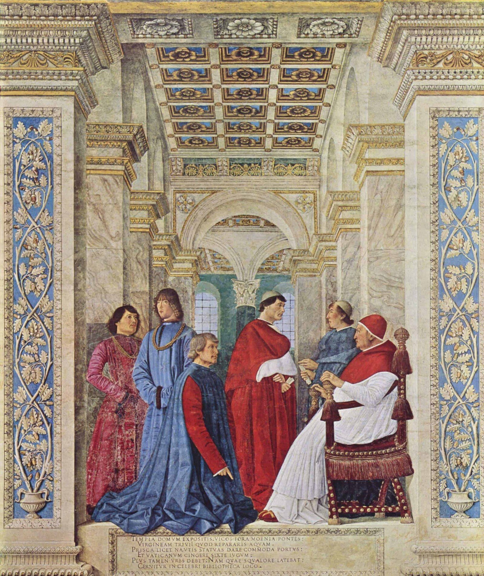 "Pope Sixtus IV Appointing Platina as Prefect of the Vatican Library" by Melozzo da Forlì