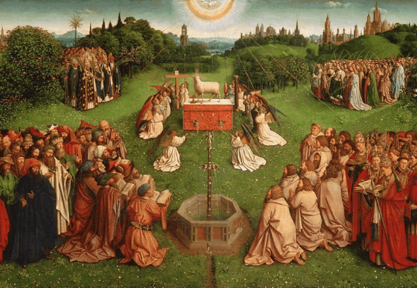 "The Adoration of the Mystic Lamb, Ghent Altarpiece" by Jan Van Eyck
